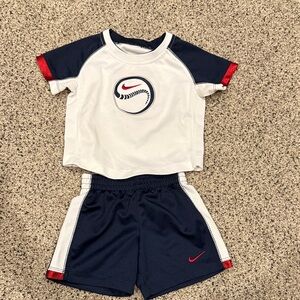 Nike Kids White, Red, & Navy Baseball Tee & Shorts